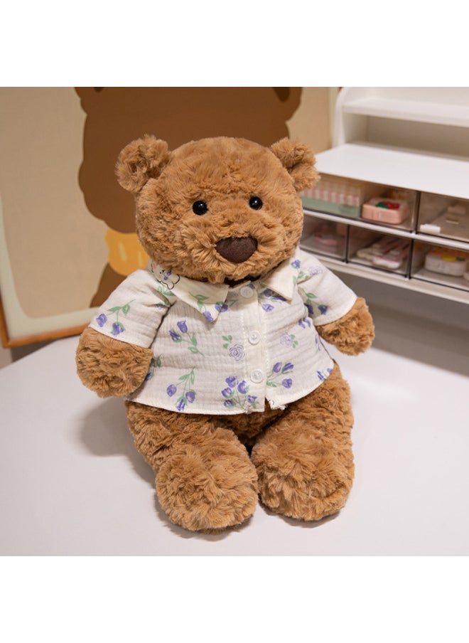 Barcelona Bear Doll Plush Toy Teddy Bear Doll Soothing Cloth Doll Cute Female Gift Wholesale-Color:Barcelona Bear + [little Floral Clothes]-Height:47cm (about 0.6kg)