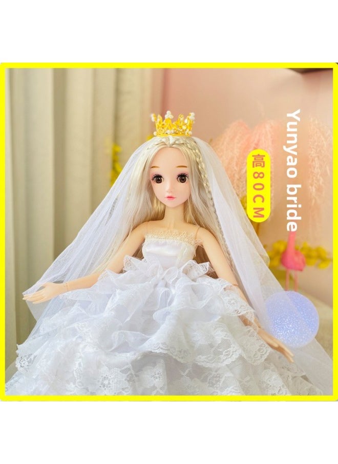 Processing Custom Cartoon Vinyl Doll Toy Set Color Box 80cm Doll Girl Toy Birthday Gift-Color:Yun Yao Bride-Height:80cm Doll-blink Version + Change Gift Bag (simple)