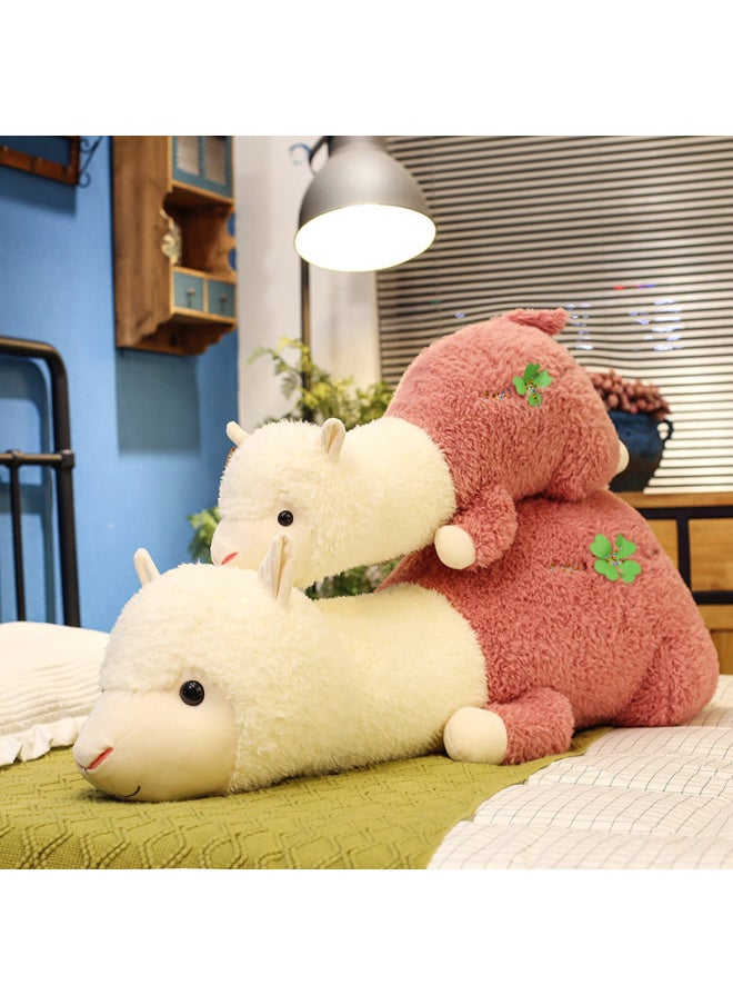 Creative God Beast Alpaca Wool Toy Cute Lying Alpaca Girl Sleeping Pillow Tanabata Gift Stall Supply-Color:Pink Alpaca-Height:100cm (1.68kg)