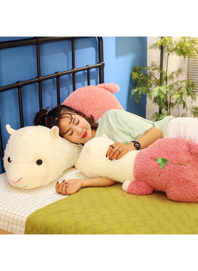 Creative God Beast Alpaca Wool Toy Cute Lying Alpaca Girl Sleeping Pillow Tanabata Gift Stall Supply-Color:Pink Alpaca-Height:100cm (1.68kg)