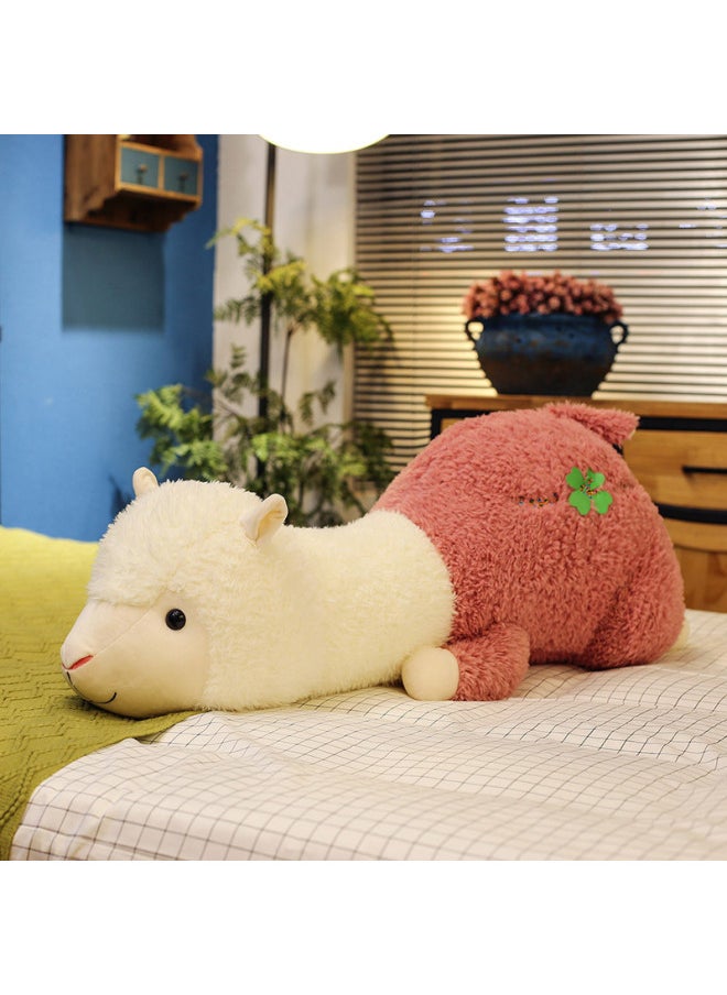 Creative God Beast Alpaca Wool Toy Cute Lying Alpaca Girl Sleeping Pillow Tanabata Gift Stall Supply-Color:Pink Alpaca-Height:100cm (1.68kg)