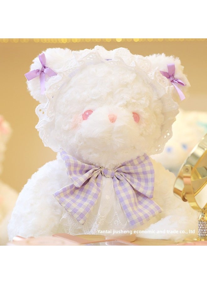 Lolita Bear Doll Sweet Doll Plush Toy Teddy Bear Doll Birthday Gift Girl Pillow-Color:Lolita Bear-Purple-Height:30cm