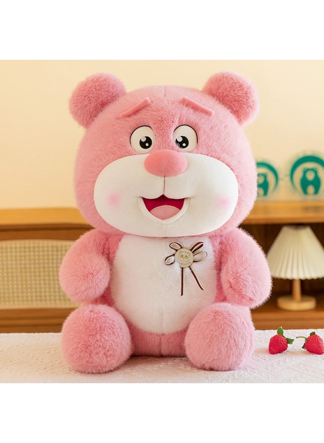Super Cute Happy Bear Plush Toy Girl Birthday Gift Home Ornaments Car Pillow Collar Gift Wholesale-Color:Pink-Height:45cm【0.95kg】