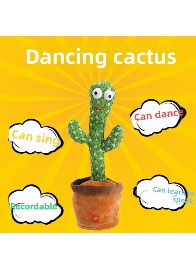 Internet Celebrity Singing And Dancing Cactus Same Style Talking Electric Children's Birthday Plush Toy-Color:Color Box Packaging-Height:Yue Yu Battery 120 Songs (singing + Learning To Speak + Recording)