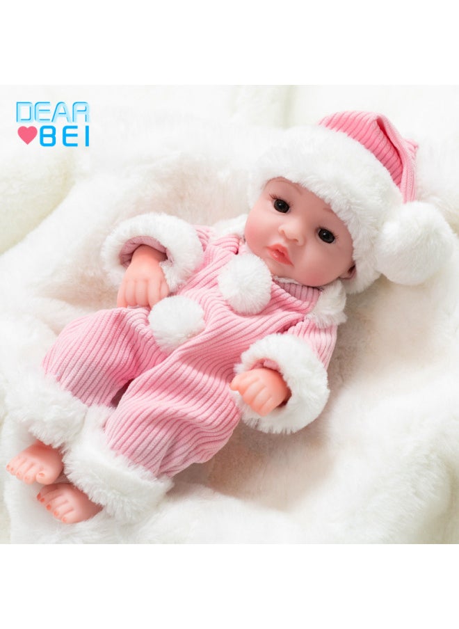 30cm Rebirth Doll 10 Inch Simulation Baby Doll Fashion Dress Doll Vinyl Toy Custom Wholesale-Color:Q10-047 Orange Stripes-Height:Simulation Doll Eyes Open