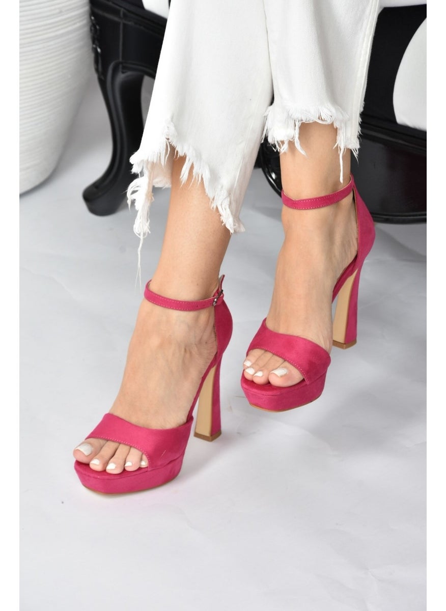 Fuchsia Suede Women's Heeled Shoes K404580102