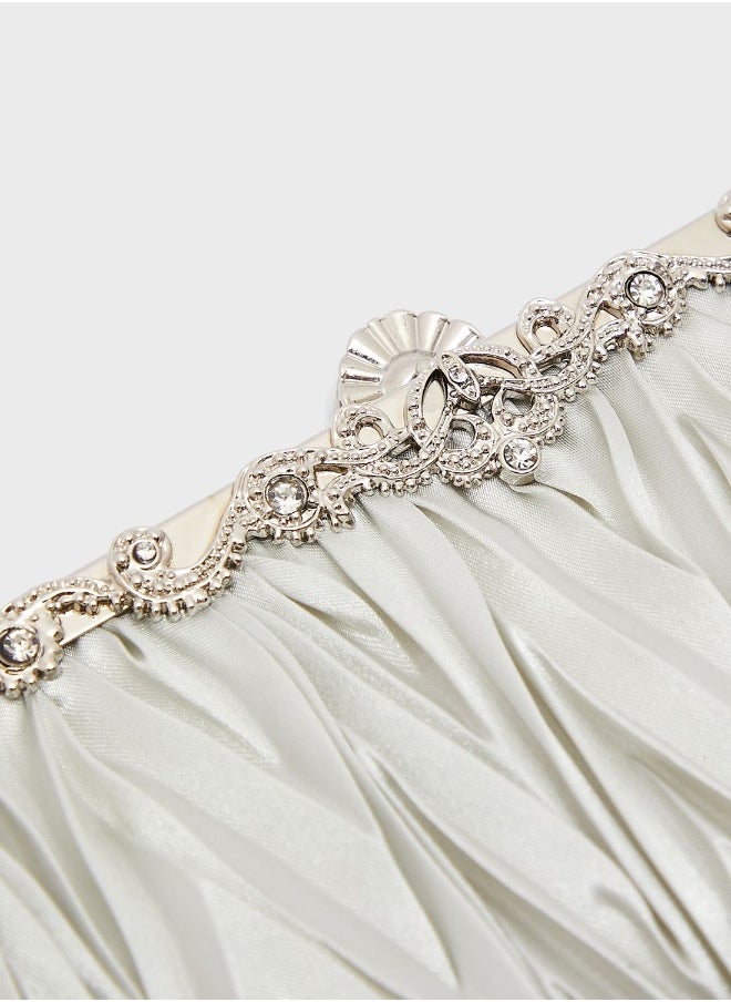 Diamante Clasp Frame Evening Clutch Bag