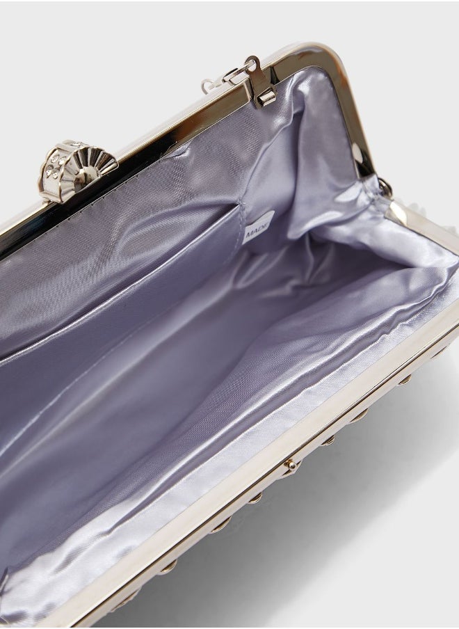 Diamante Clasp Frame Evening Clutch Bag