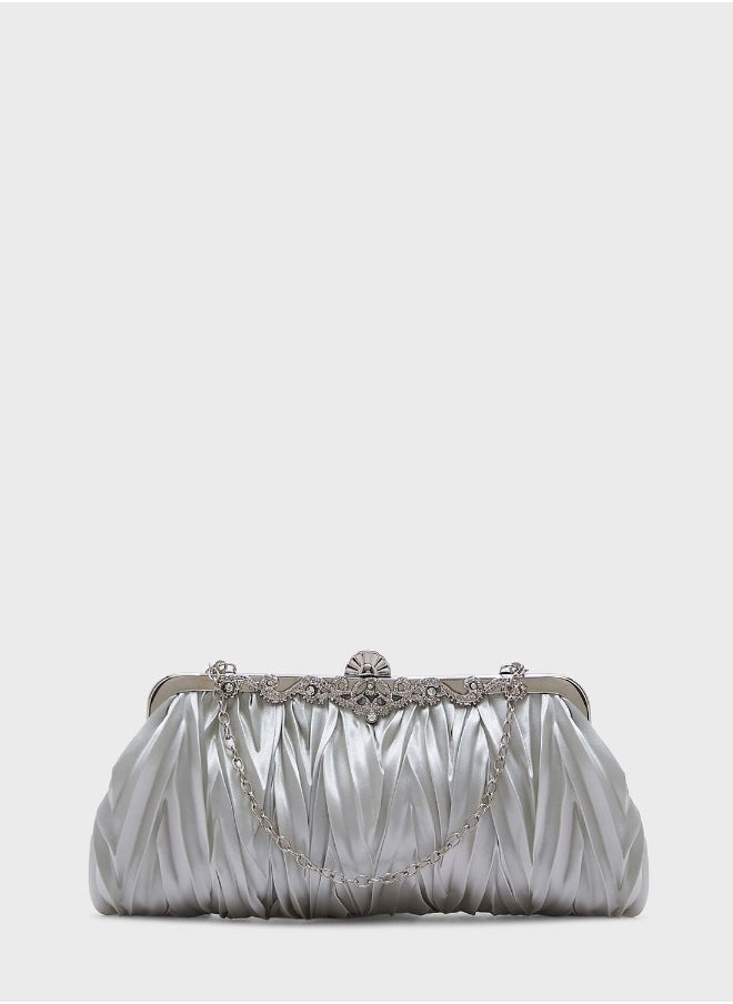Diamante Clasp Frame Evening Clutch Bag