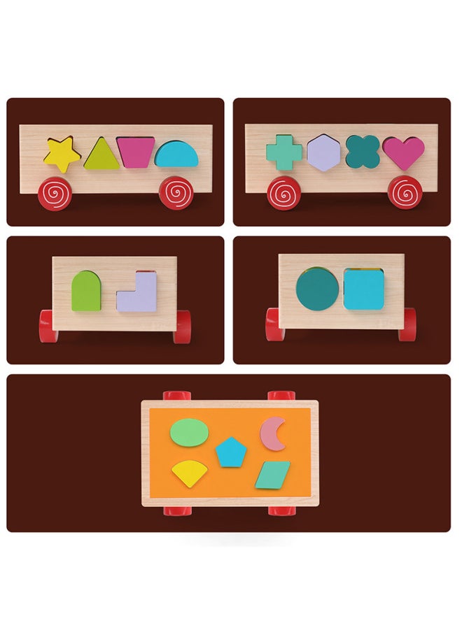 Baby Building Blocks Wood Assembled Shape Matching Toys For Infant Children Early Education 0-1 Year Old 2 Boys And Girls-Color:Colorful Set Column Intelligence Box -550 + Xiao Mao Fishing