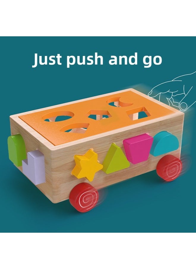 Baby Building Blocks Wood Assembled Shape Matching Toys For Infant Children Early Education 0-1 Year Old 2 Boys And Girls-Color:Colorful Set Column Intelligence Box -550 + Xiao Mao Fishing