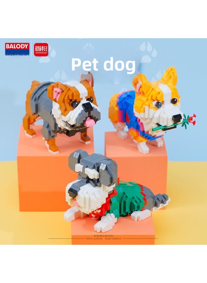 Pet Dog 18391 Labrador Bulldog Shirari Koki Husky Healing Cute Pet Building Blocks-Color:18242 Schnarry