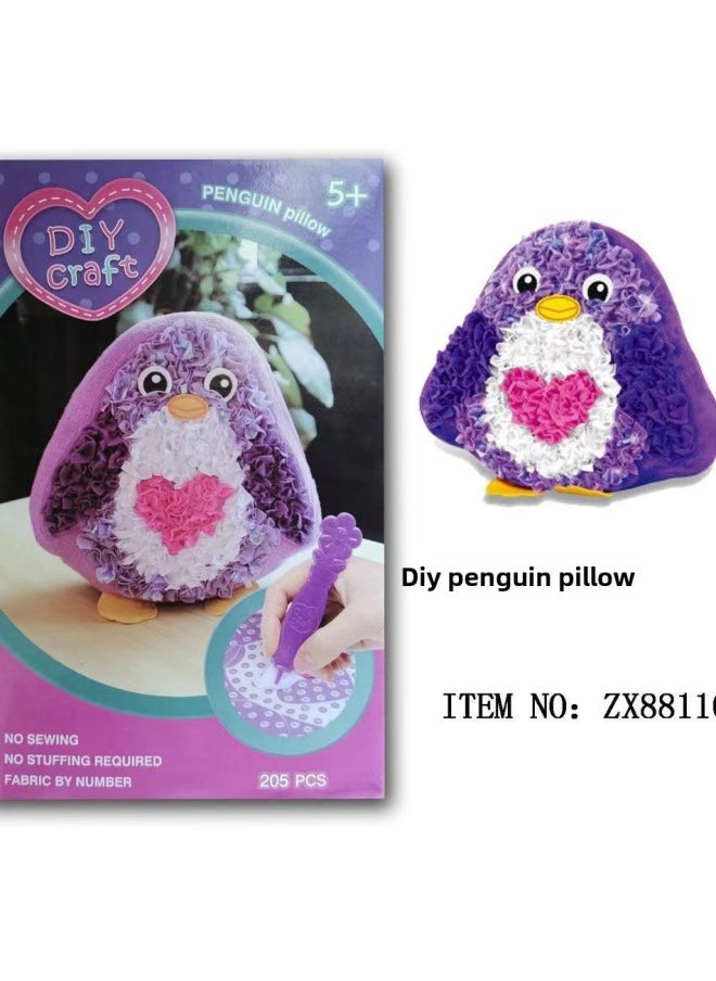 Stamp Music [novelty Gift] Diy Puzzle Strength Creative Handmade Pillow Material Bag-Color:Penguin