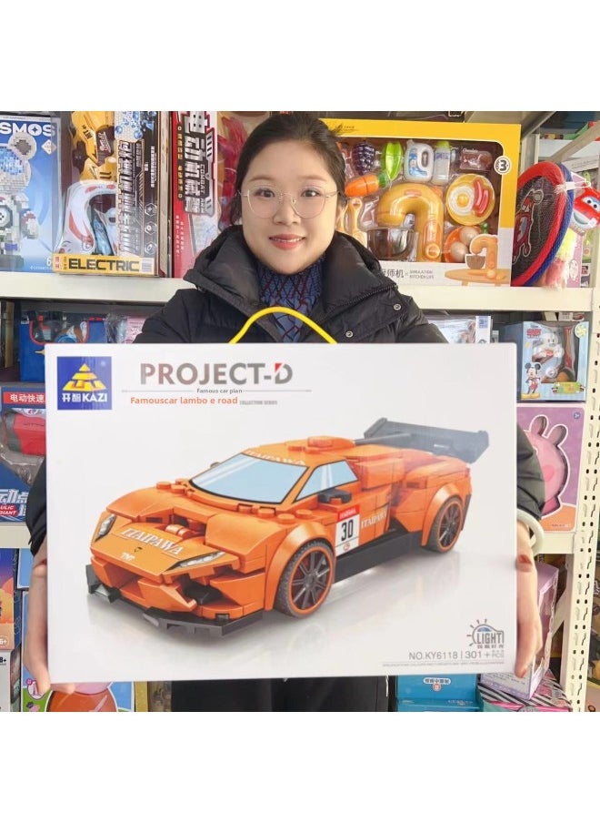 Puzzle Assembly Building Blocks Toy Car Gift Box Racing Building Blocks Toy Car Education And Training Institutions Enrollment Continued Gifts-Color:Light Car Model Building Blocks .. (when Out Of Stock, A Variety Of Car Models Are Randomly Distributed At The Same Price)