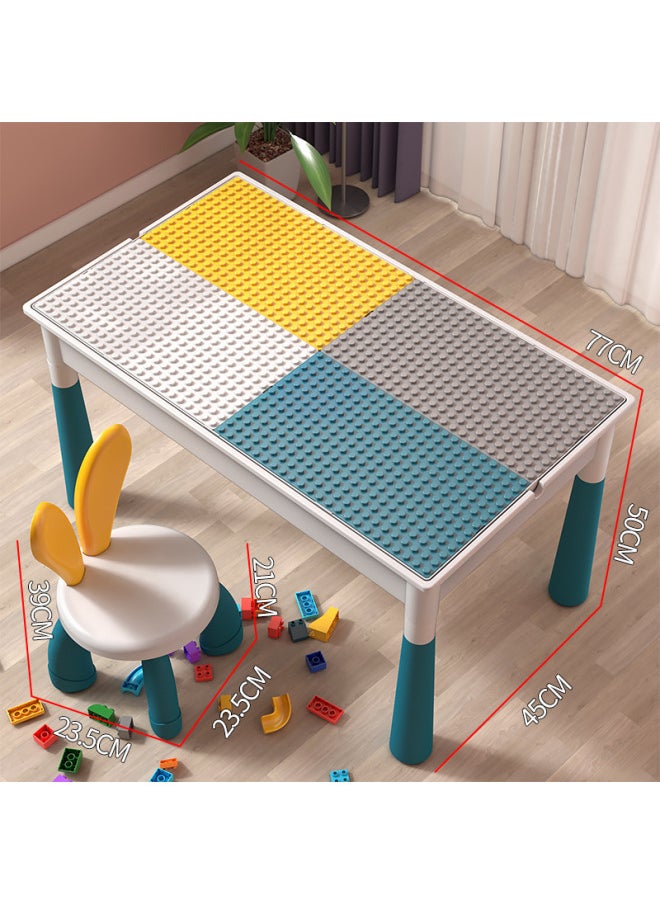 Compatible With Lego Table Multifunctional Building Table Educational Assembled Children's Building Blocks Particles Assembled Game Table Toys-Color:Large Large Particle Building Block Table 0 Chair +108 Particles +80 Slide 