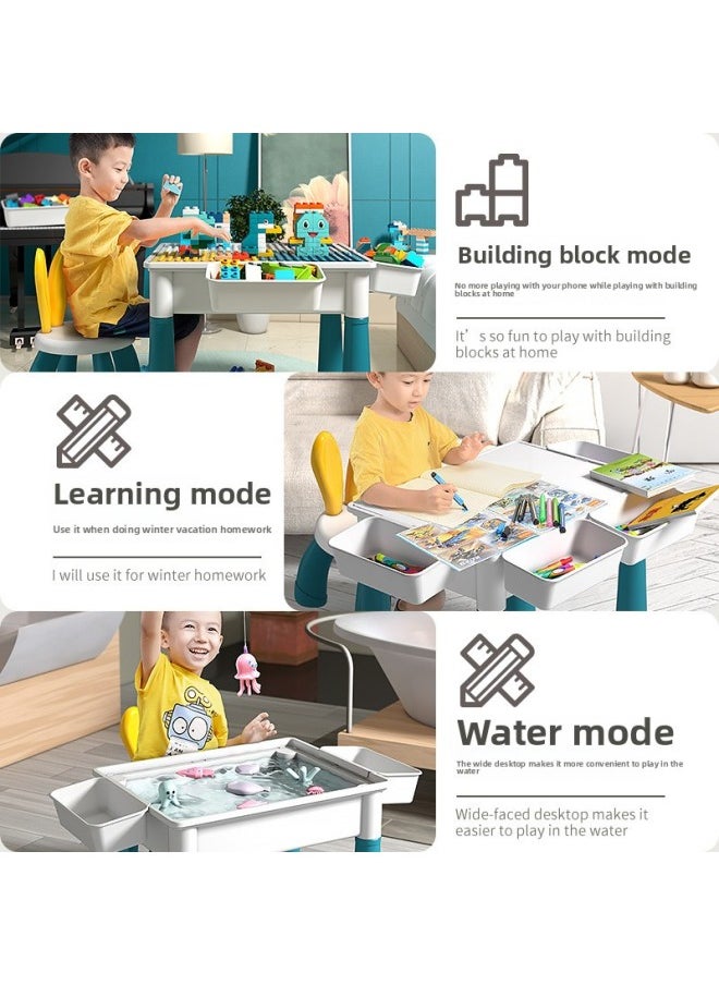 Compatible With Lego Table Multifunctional Building Table Educational Assembled Children's Building Blocks Particles Assembled Game Table Toys-Color:Large Large Particle Building Block Table 0 Chair +108 Particles +80 Slide 