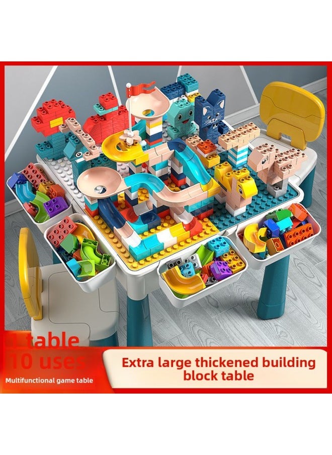 Compatible With Lego Table Multifunctional Building Table Educational Assembled Children's Building Blocks Particles Assembled Game Table Toys-Color:Large Large Particle Building Block Table 0 Chair +108 Particles +80 Slide 