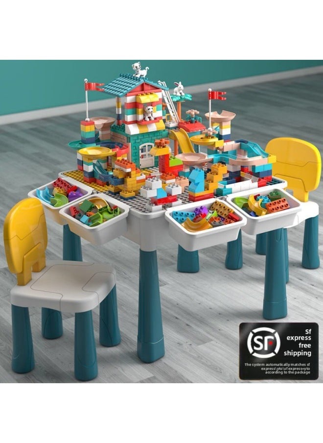 Compatible With Lego Table Multifunctional Building Table Educational Assembled Children's Building Blocks Particles Assembled Game Table Toys-Color:Large Large Particle Building Block Table 0 Chair +108 Particles +80 Slide 