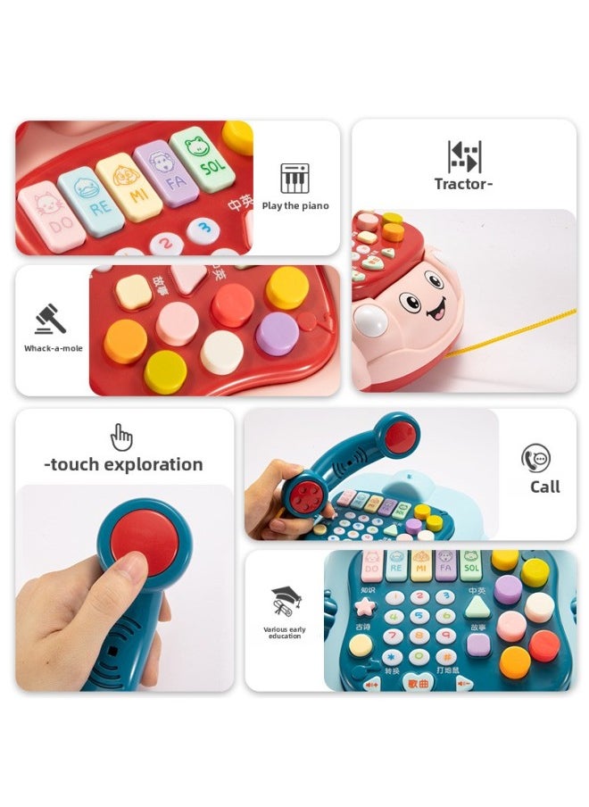 Simulation Mobile Phone Phone Toy Trailer Boys And Girls Baby Music Story Puzzle Early Education Children's Day Gift-Color:*hot-selling Model [e-commerce Box Packaging Small Size] Blue Rechargeable Version