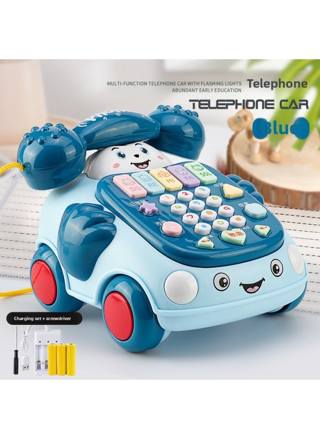 Simulation Mobile Phone Phone Toy Trailer Boys And Girls Baby Music Story Puzzle Early Education Children's Day Gift-Color:*hot-selling Model [e-commerce Box Packaging Small Size] Blue Rechargeable Version