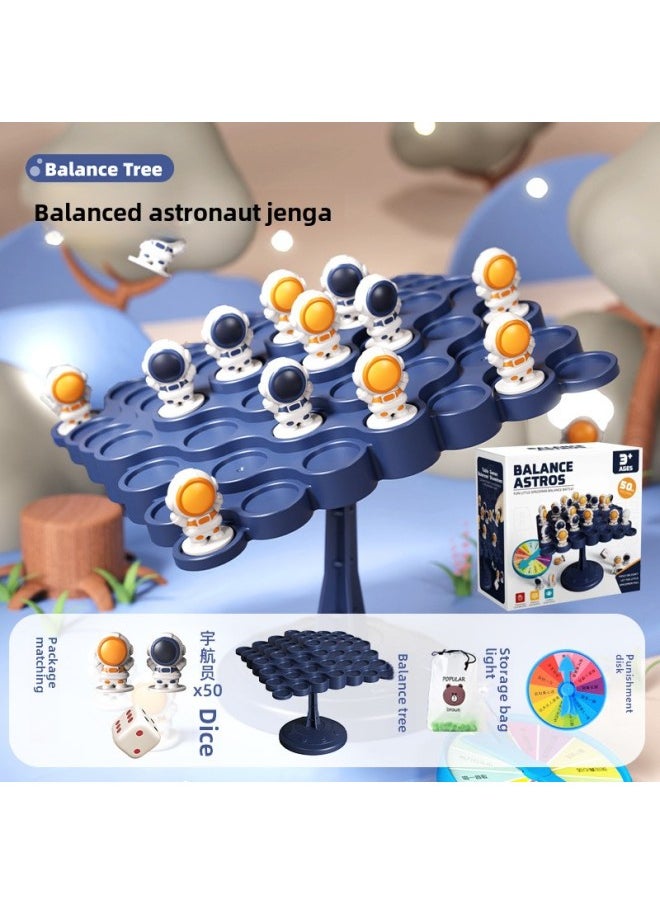 Astronaut Balance Game Desktop Toy Stacking Fun Educational Parent-child Interaction Children's Play Space Adventure-Color:50 Astronauts + Balance Table + Punishment Plate + Storage Bag + Dice ]