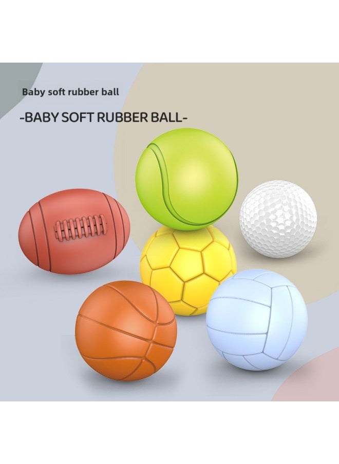 Baby Baby Colorful Soft Rubber Ball 0-3 Years Old Hand Catch Ball Gift 6-piece Set Touch Ball Gift Box-Color:Colorful Soft Rubber Ball 657-33 ]