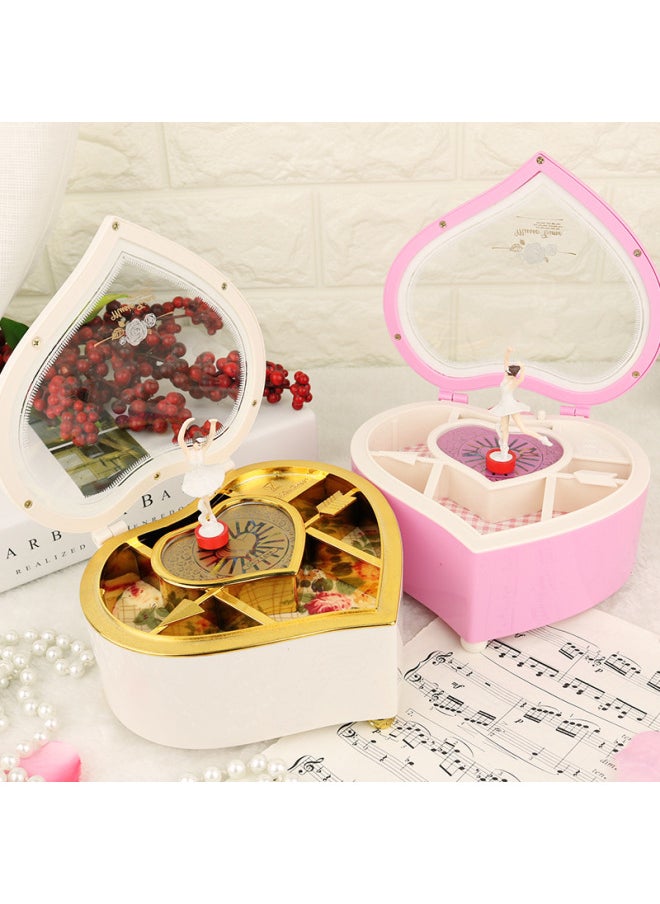 Romantic Love Rotating Girl Music Box Jewelry Storage Rotating Girl Ballet Music Box Birthday Gift-Color:2036 White