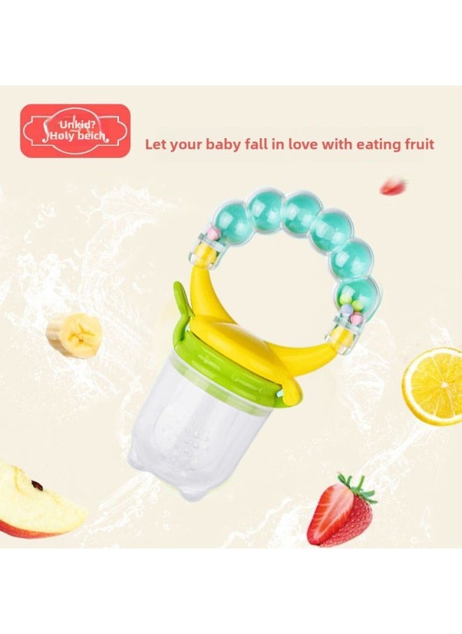 Baby Teether Teether Teether Stick Baby Bite Manhattan Hand Ball Toy Teether Silicone Boiled Deer-Color:Banana + Strawberry + Bite Music + Anti-drop Chain + Storage Box