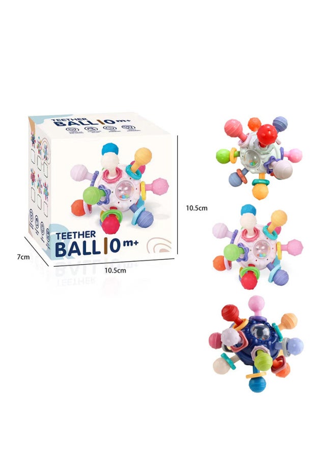Grab Ball Baby Toy 0-1 Year Old Baby Rotating Grab Manhattan Atomic Molar Finger Ball Toy-Color:Dark Blue (color Box)