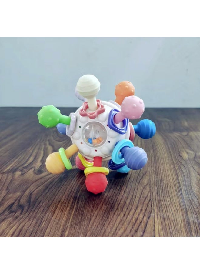 Grab Ball Baby Toy 0-1 Year Old Baby Rotating Grab Manhattan Atomic Molar Finger Ball Toy-Color:Dark Blue (color Box)