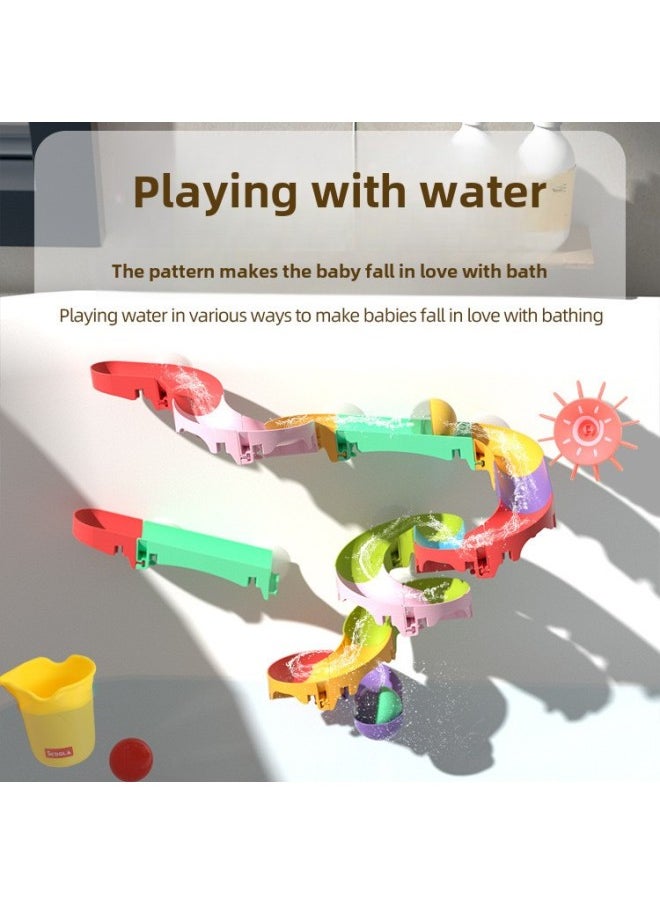 Soft Rubber DIY Assembled Track Ball Sliding Bath Toy Children's Play With Water And Transfer Music Bathroom Toy-Color:Soft Track (42pcs)-65A