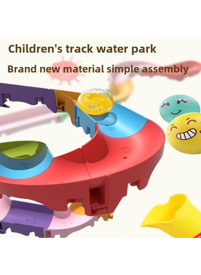 Assembled Track Water Slippery Ball Soft Rubber Baby Bathroom Bath Children's Toys-Color:Soft Track English Color Box (42PCS)