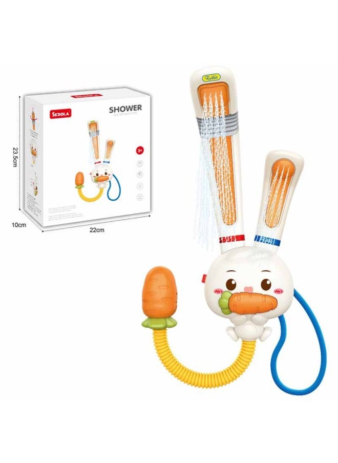 Children's Rabbit Shower Shower Toy Double Shower Electric Shower Baby Bathroom Water Spray Toy-Color:Rabbit Shower-Battery Edition