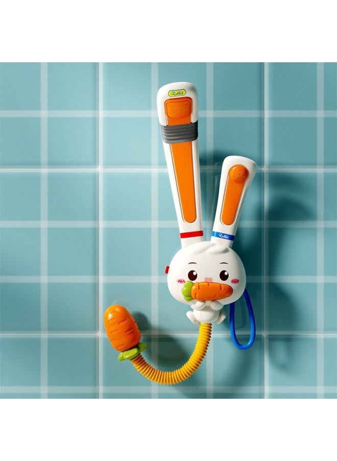 Children's Rabbit Shower Shower Toy Double Shower Electric Shower Baby Bathroom Water Spray Toy-Color:Rabbit Shower-Battery Edition