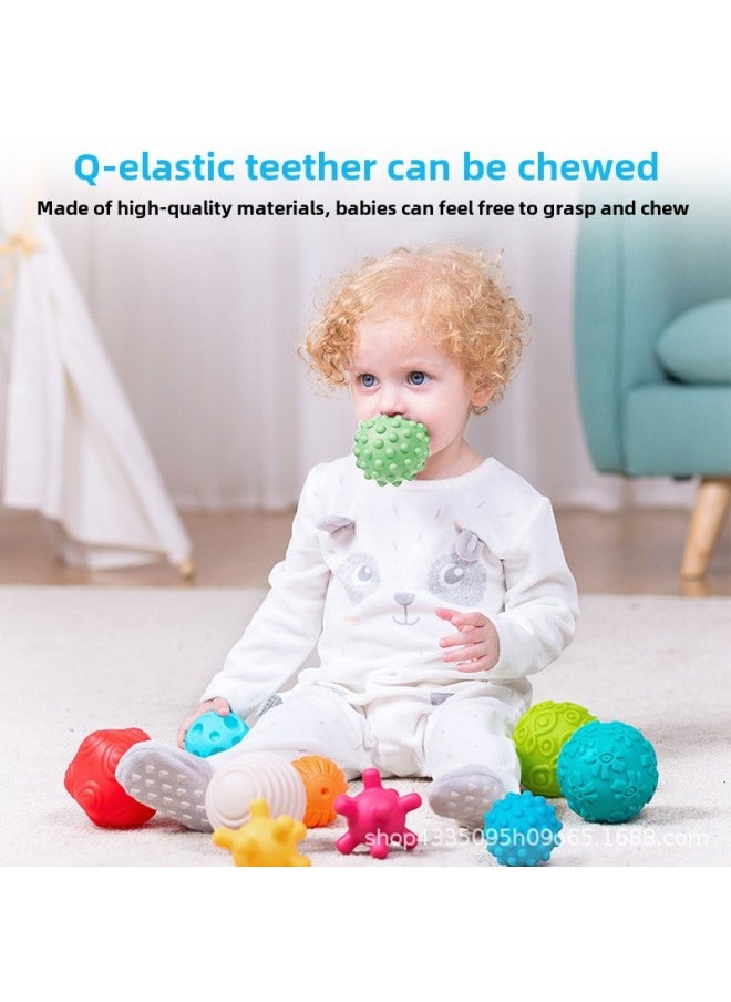 Baby Soft Hand Sensing Ball Multi-texture Touch Ball Children's Educational Toys Manufacturers Wholesale-Color:[Net Bag] Perception Ball 2 Pack (random Hair) + Tooth Glue 5 Piece Set