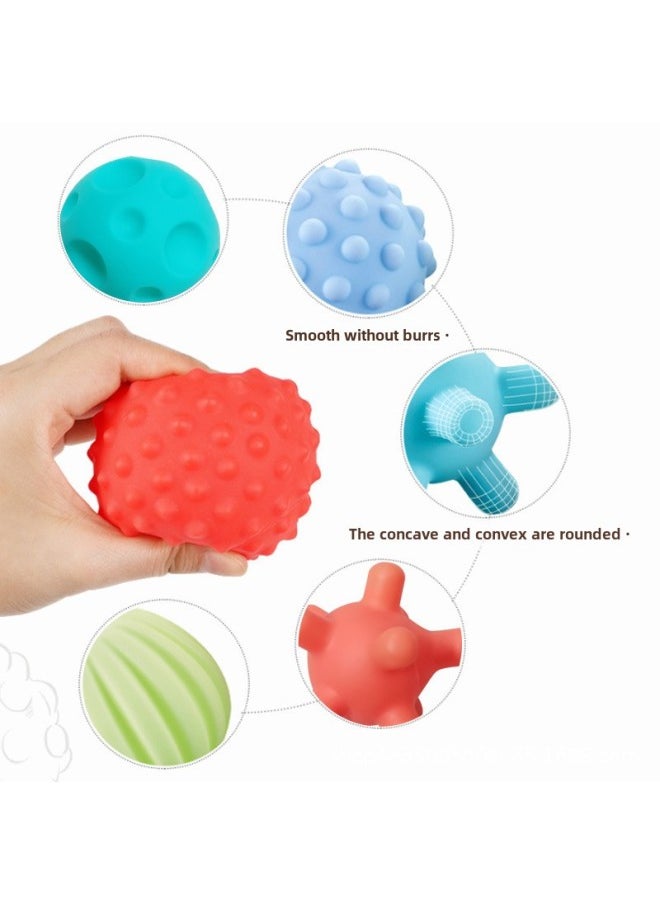 Baby Soft Hand Sensing Ball Multi-texture Touch Ball Children's Educational Toys Manufacturers Wholesale-Color:[Net Bag] Perception Ball 2 Pack (random Hair) + Tooth Glue 5 Piece Set
