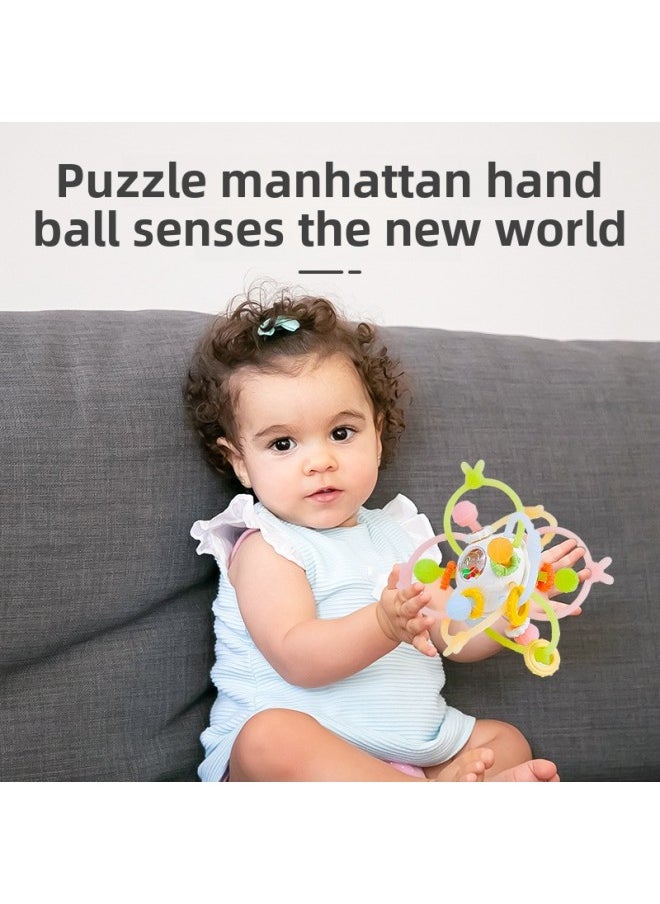 Explosions Manhattan Hand-held Ball Baby Silicone Bite Gel Puzzle Early Education Baby Grasping Grasping Grinding Bar-Color:Light Green