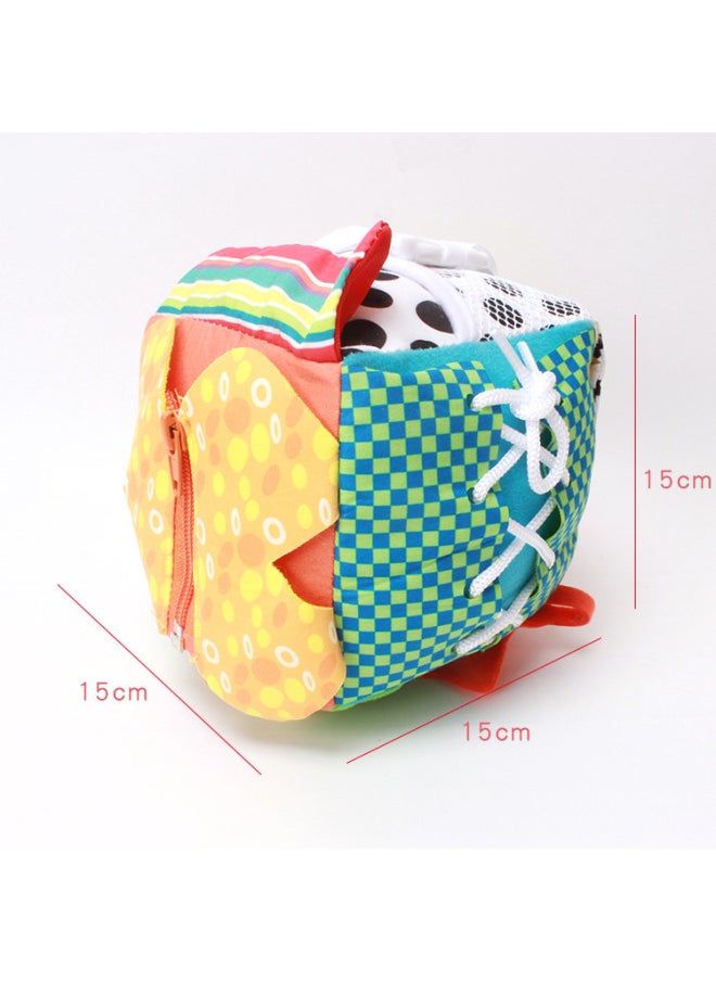 Daily Life Simulation Plush Fabric Building Blocks Baby Zipper Shoelaces Cognitive Toys Square Ball-Color:N002A Cube Dressing Toy