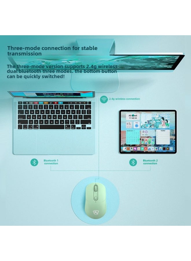 Wireless Mouse Bluetooth Mute Three-mode Cute Male And Female Notebook Rechargeable Portable Ergonomic Mouse-Specifications:Elegant Black-Charging Edition -2.4G Bluetooth Three Models