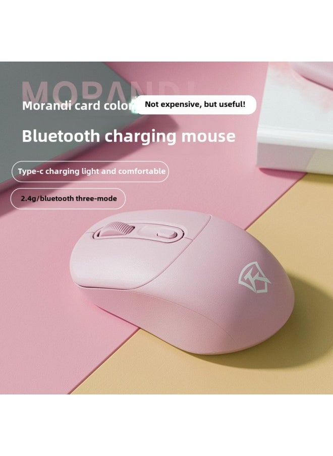 Wireless Mouse Bluetooth Mute Three-mode Cute Male And Female Notebook Rechargeable Portable Ergonomic Mouse-Specifications:Elegant Black-Charging Edition -2.4G Bluetooth Three Models
