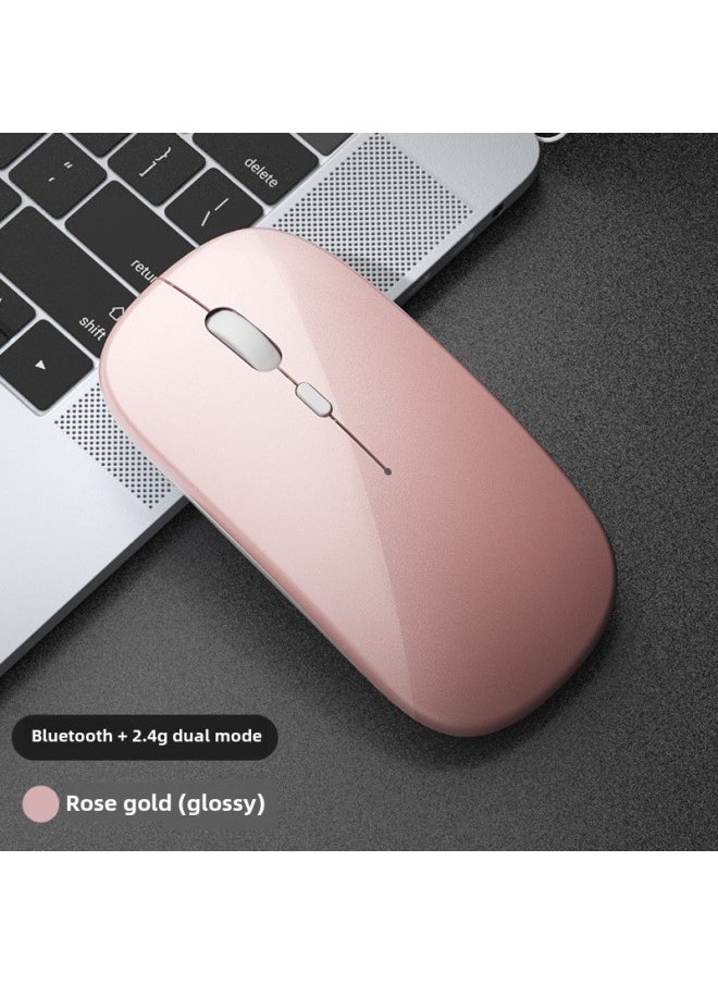 Wireless Bluetooth Mouse Quiet Charging Girl Office Dual-Mode Computer Mac Tablet Unlimited Laptop Mouse-Specifications:Rose Gold/Bluetooth Dual Template [silent Silent Rechargeable] 2.4G Wireless Bluetooth 5