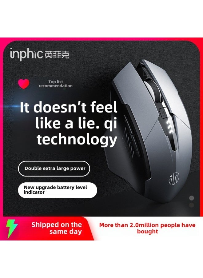 F1S Wireless Mouse Bluetooth Three-Mode Rechargeable Mute Office Game E-Sports Laptop PM6-Specifications:Charging Standard Edition Gray-official Standard