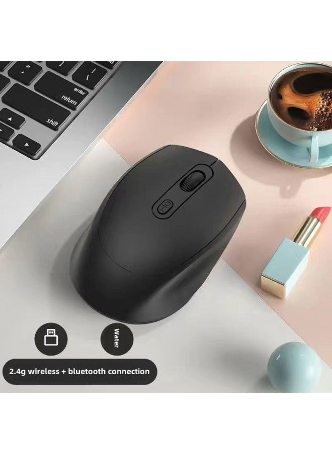 For Dell Wireless Bluetooth Mouse Quiet Rechargeable Battery Tablet PC Female Universal Game Rechargeable Office-Specifications:[bluetooth + Wireless] Rechargeable Model/cool Black