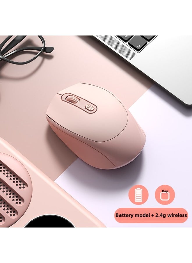 Wireless Mouse Bluetooth Mute Home Business Office Rechargeable Laptop Desktop Computer E-Sports Game Universal-Specifications:Cute Pink [wireless Version] Battery Model/button Silent