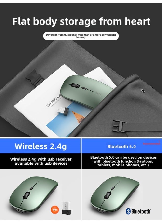 Wireless Bluetooth Mouse Silent Charging Notebook Desktop Computer Office Unlimited Suitable For Lenovo Dell Asus-Specifications:Silver/wireless Version [battery Version + Powerful Battery Life]