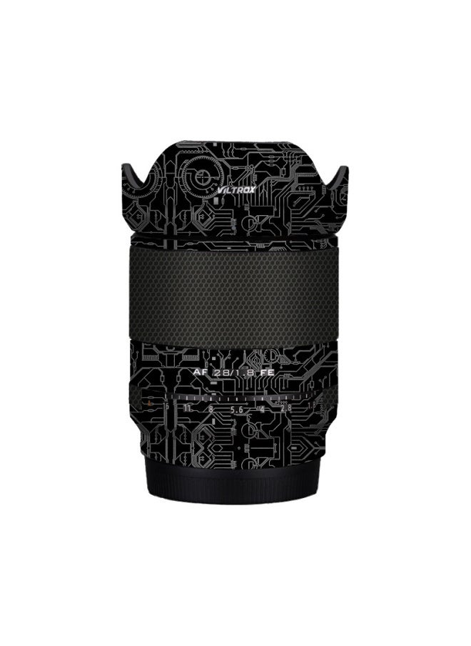 Walking Donkey Suitable For Weizuoshi AF28F1.8 FE Sony Mouth Full Pack Personality Skin Sticker No Trace Glue 3M-Color:3m Carbon Fiber Black
