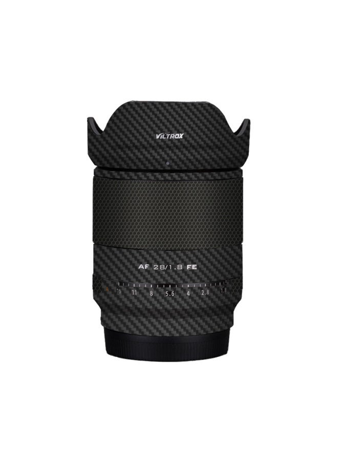 Walking Donkey Suitable For Weizuoshi AF28F1.8 FE Sony Mouth Full Pack Personality Skin Sticker No Trace Glue 3M-Color:3m Carbon Fiber Black