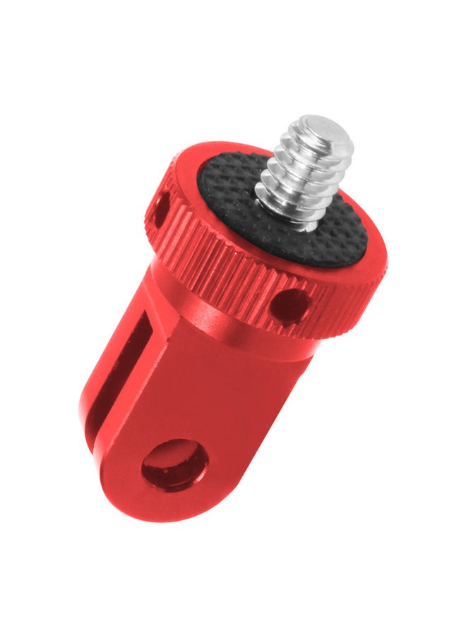 Aluminum Alloy 1/4 Selfie Stick Tripod Adapter Black Suitable For Gopro Xiaomi Sports Cameras Accessories-Color:Three Generations Of Red