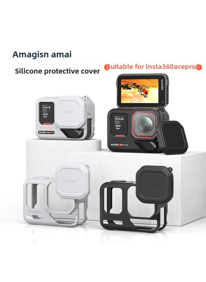 AMagisn Amei Yingshi Insta360 AcePro2 Silicone Cover Protective Cover Lens Body Protection Accessories-Color:【acepro2】light Gray