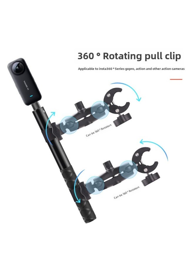 Suitable For Insta3603 Sports Camera Motorcycle Riding Bracket X4/x3 Invisible Selfie Stick Strong Clamp Frame-Color:Full Riding Suit